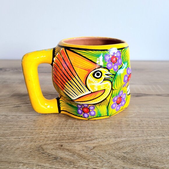 Calaca Mexico Skull handmade hand painted mug. - Picture 3 of 6